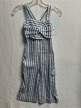 Mayoral Blue and White Striped Girls' Knot-Front Romper/Jumpsuit.NWT